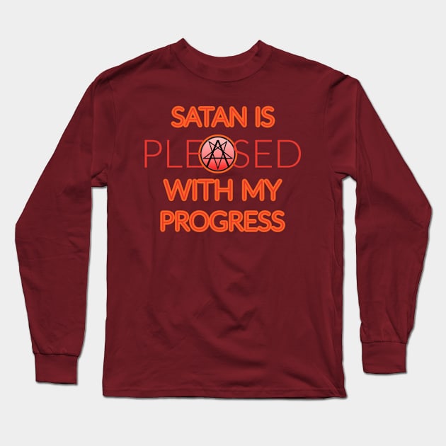 Satan is Pleased Fire & Brimstone Long Sleeve T-Shirt by David Hurd Designs